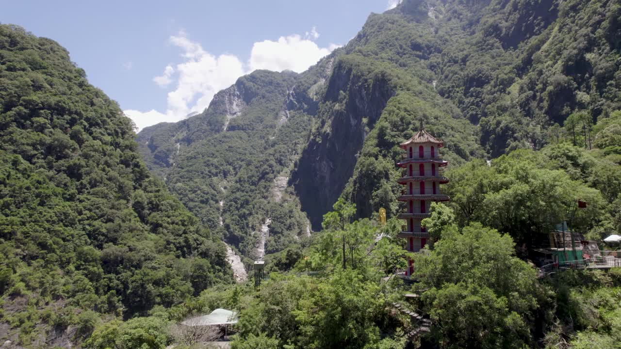 Aerial view of Xiangde Temple in Taroko National Park, Hualien county district, Taiwan
