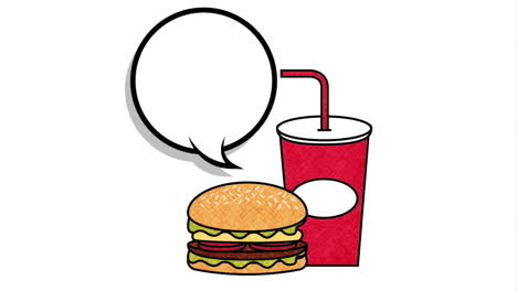 speech bubble and fast food pop art style animation