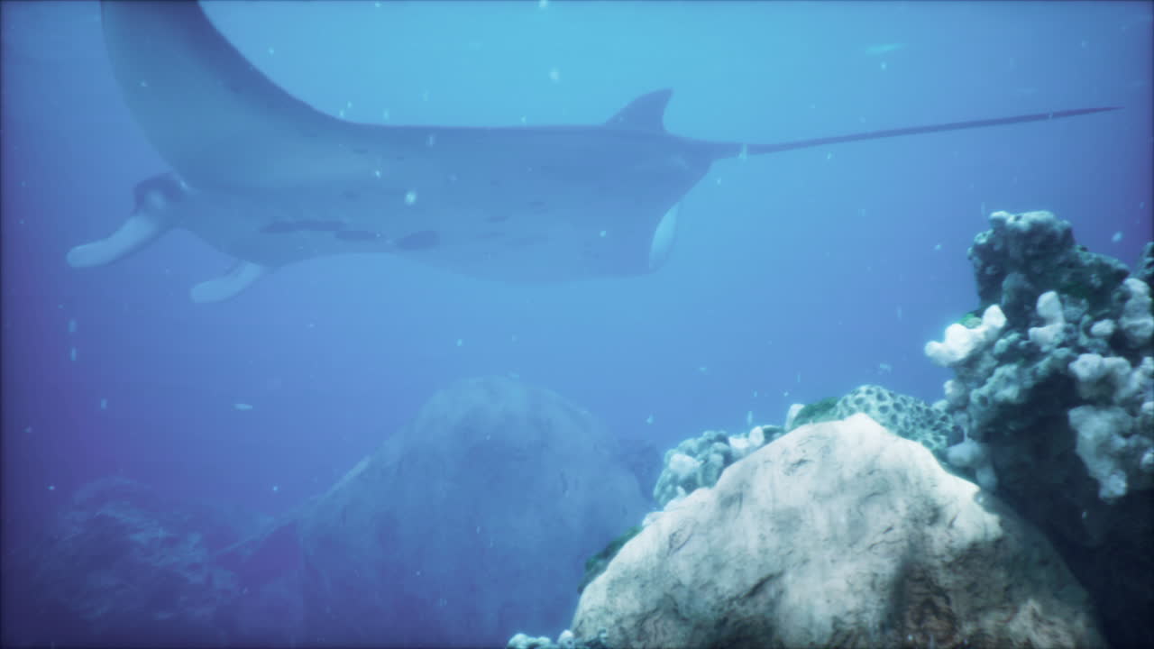 la raya manta en el arrecife de coral