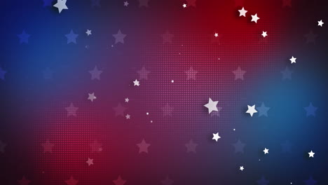 animation of white stars falling over red and blue background