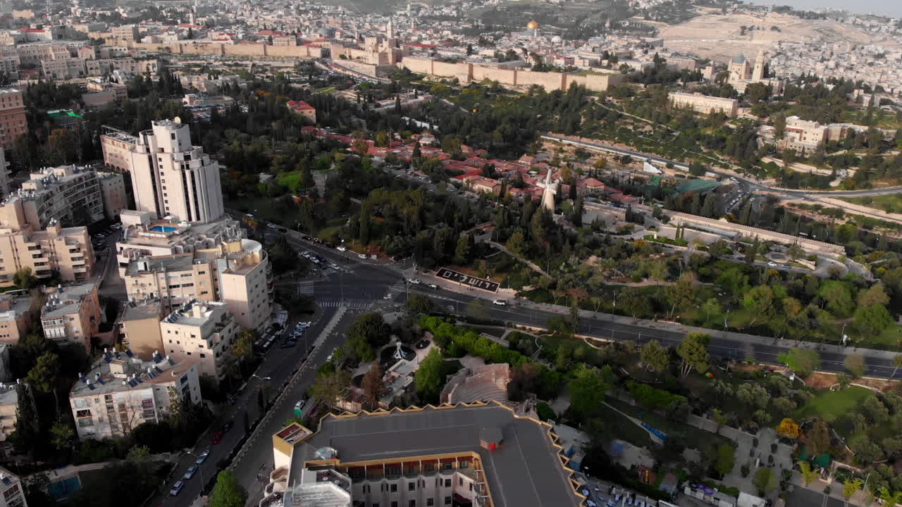 las murallas de la antigua ciudad de jerusalem vista aérea
