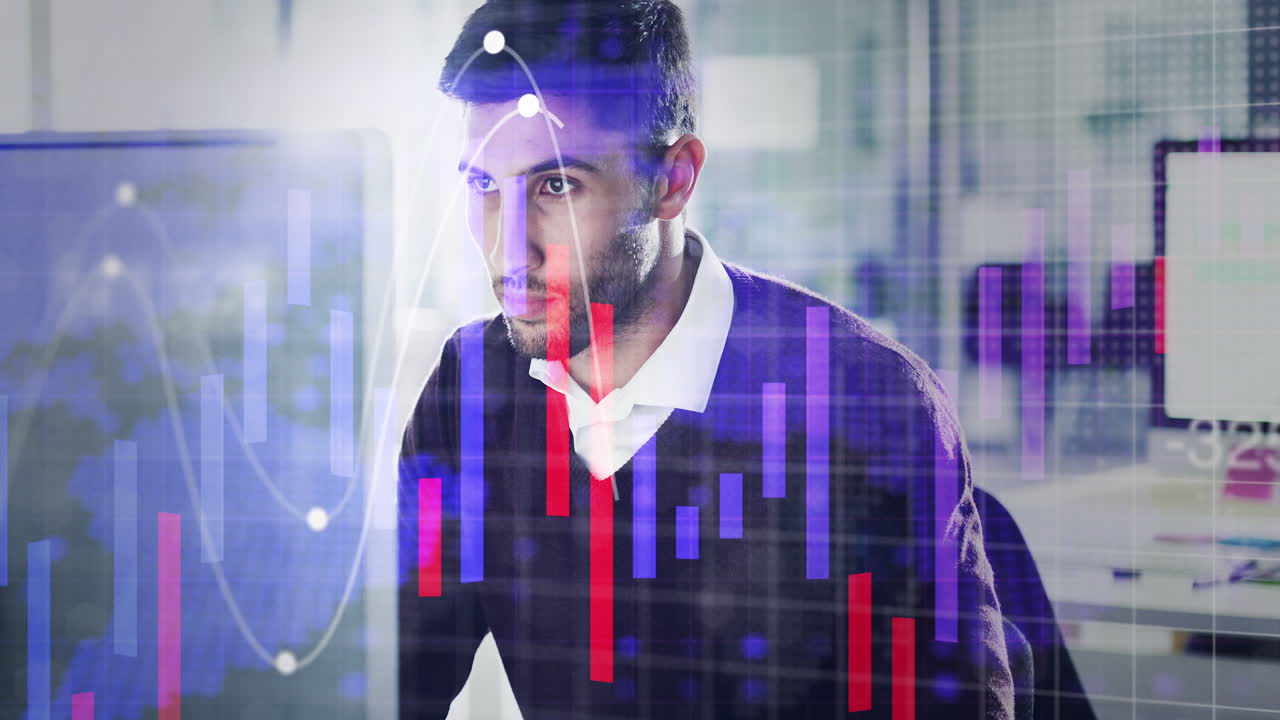 Man analyzing financial data in office