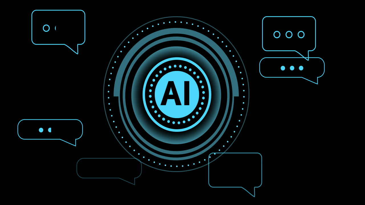 animación de texto y procesamiento de datos sobre fondo negro