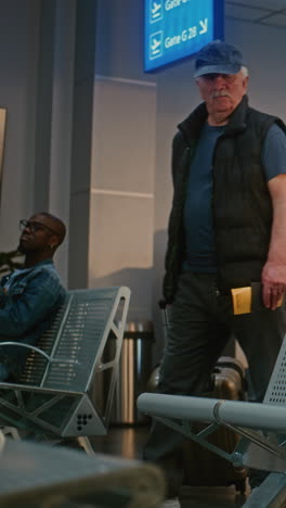 senior man at airport