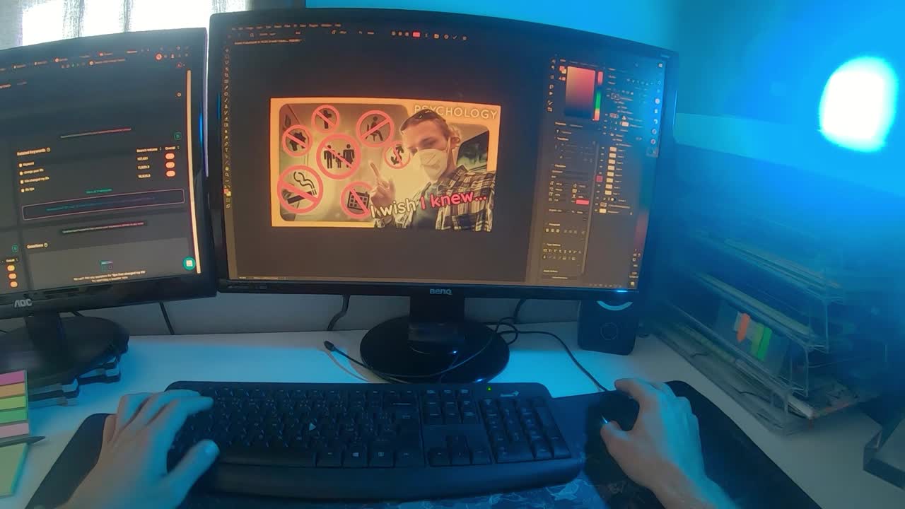 POV designer editing images for youtube thumbnail in adobe photoshop software