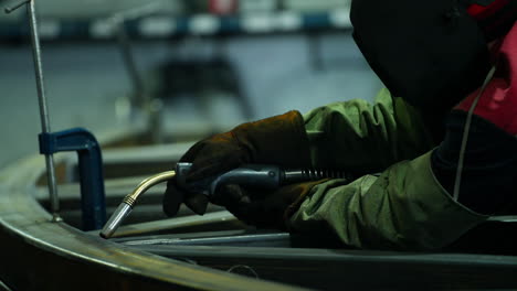 welding process in an industrial setting