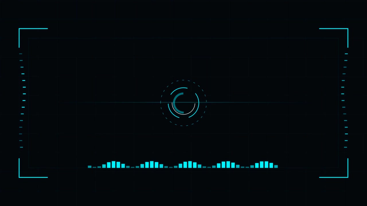 Digital Audio Visualizer Interface with Pulsing Circular HUD