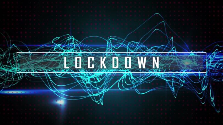 Animation of lockdown text over light trails