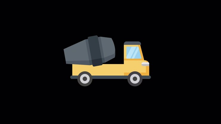 Flat Design Animation of a Cement Mixer Truck