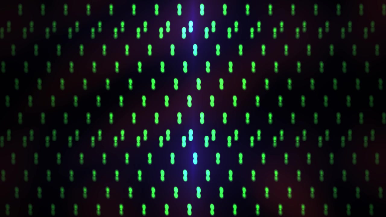 Dynamic Grid Pattern with Pulsating Green and Blue Lights