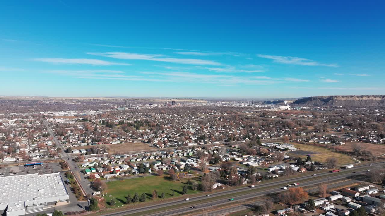 Sunny day in Billings, Montana captured from a drone's perspective