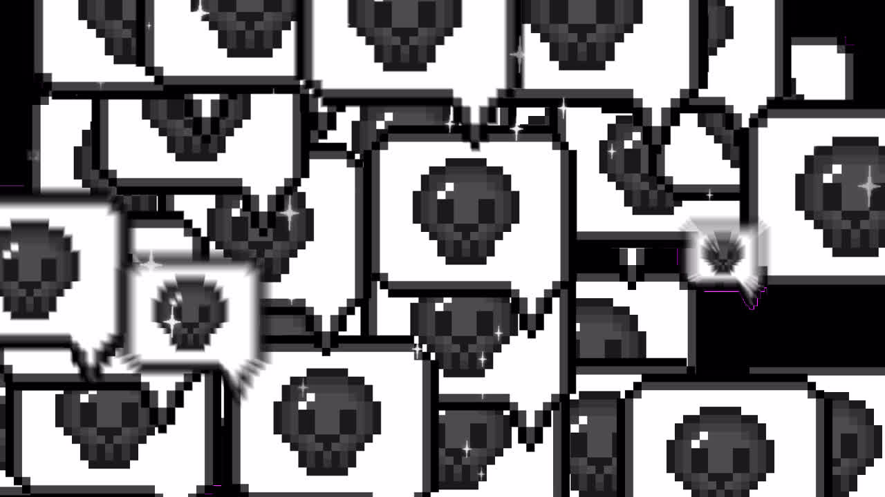 Pixel art pop up speech bubble icon scull Transitions. 1080p - 30 fps - Alpha Channel (6).mov