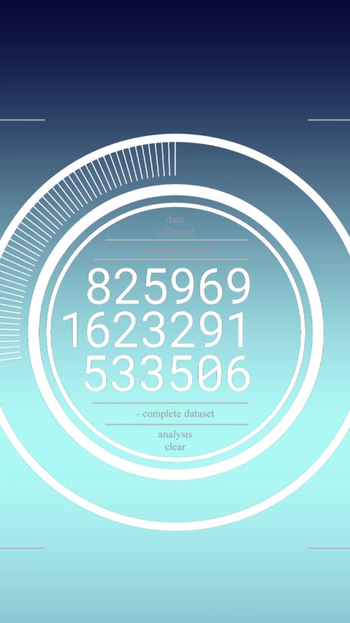 Animation of numbers data processing over blue background