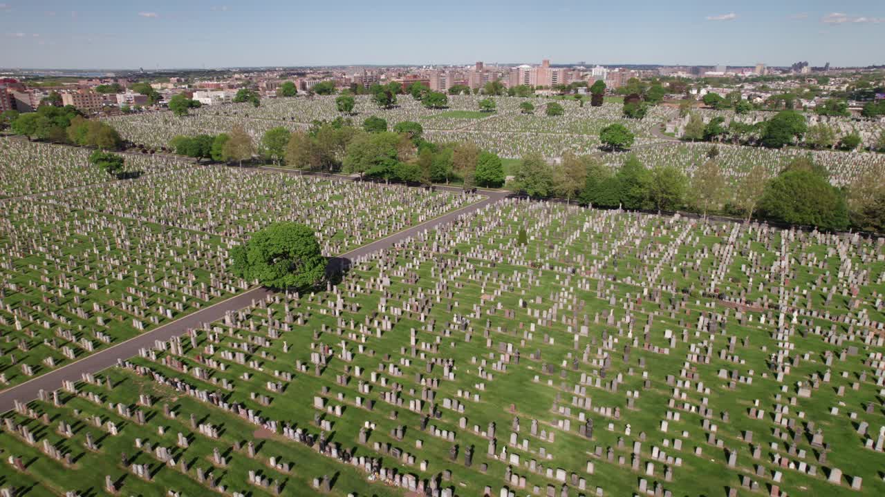 un cementerio increíblemente grande en queens, nueva york.