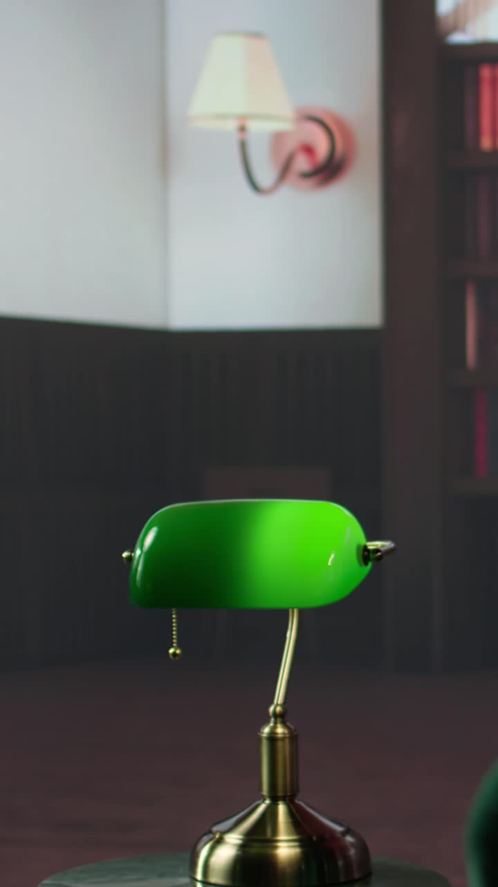 Classic Green Banker's Lamp in a Library Setting