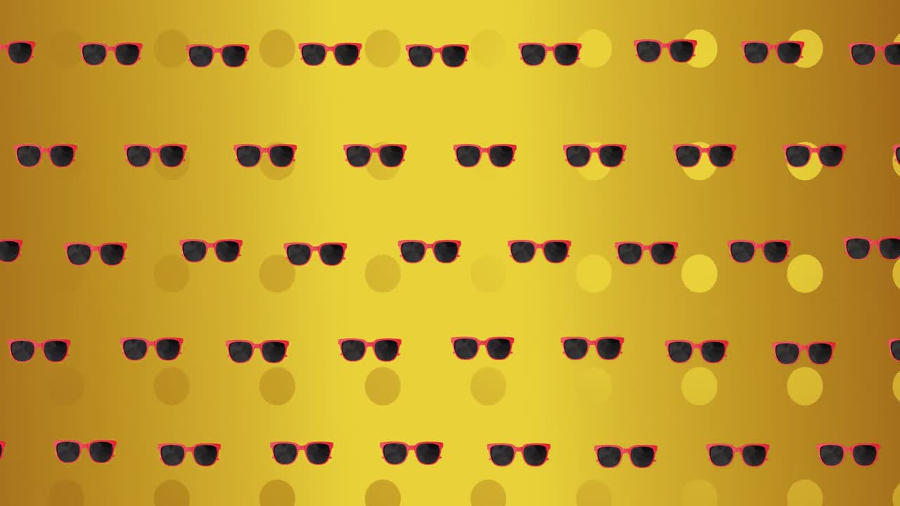 노란색 점이 있는 배경 위에 안경의 애니메이션