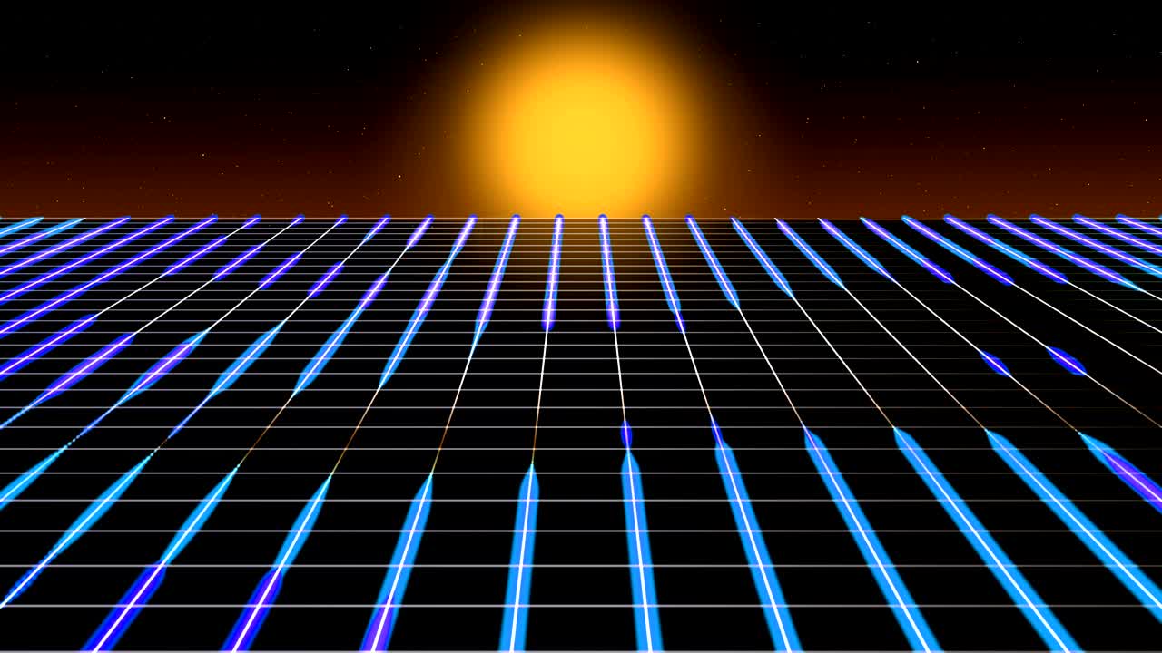 retro futurista imágenes de fondo estilo de los años ochenta. paisaje digital en un mundo cibernético. capaz de bucle