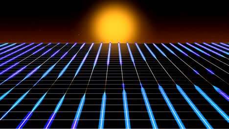 retro futurista imágenes de fondo estilo de los años ochenta. paisaje digital en un mundo cibernético. capaz de bucle
