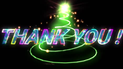 Animation-of-glowing-thank-you-text-over-stars-and-green-trail-of-light