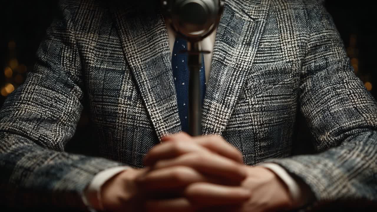 A Professional Host in a Stylish Blazer Demonstrating Poise and Confidence While Preparing to Engage with the Audience and Share Insightful Conversations on Stage