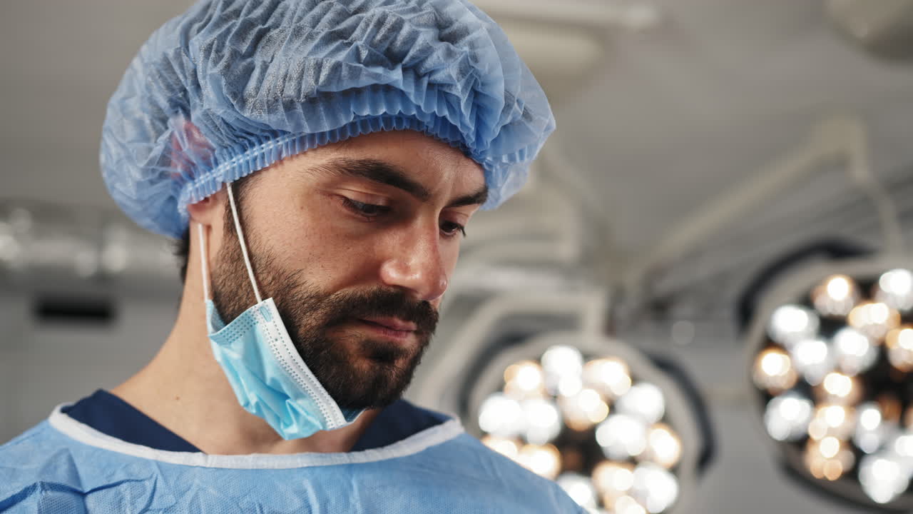Thoughtful surgeon in operating room
