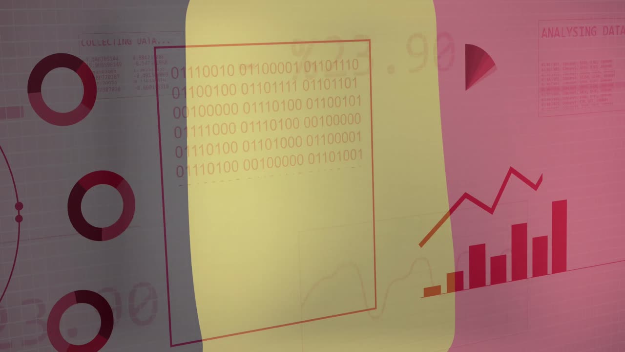 animación de las estadísticas y el procesamiento de datos sobre la bandera de bélgica