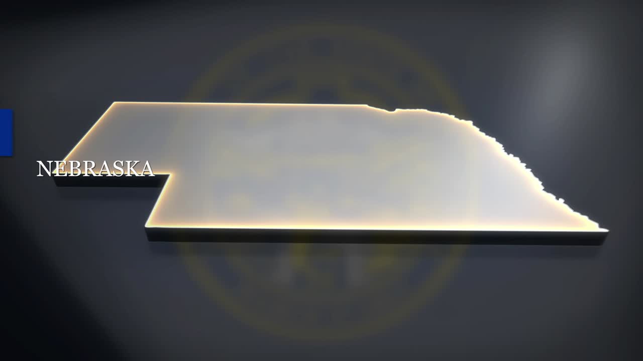 네브래스카의 3d 애니메이션 지도