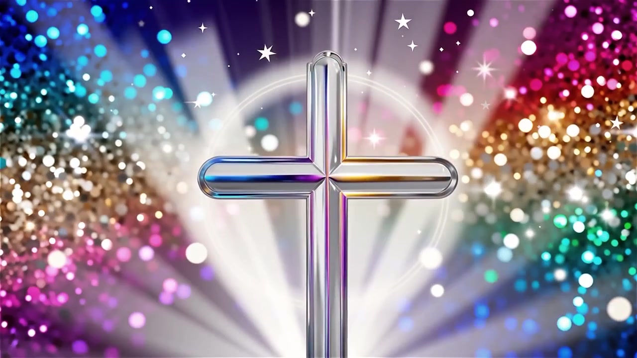 Croce Cristiana Luce Celestiale Sfondo per il Culto.