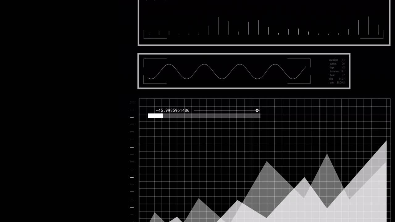검은색 배경에 데이터 처리의 애니메이션