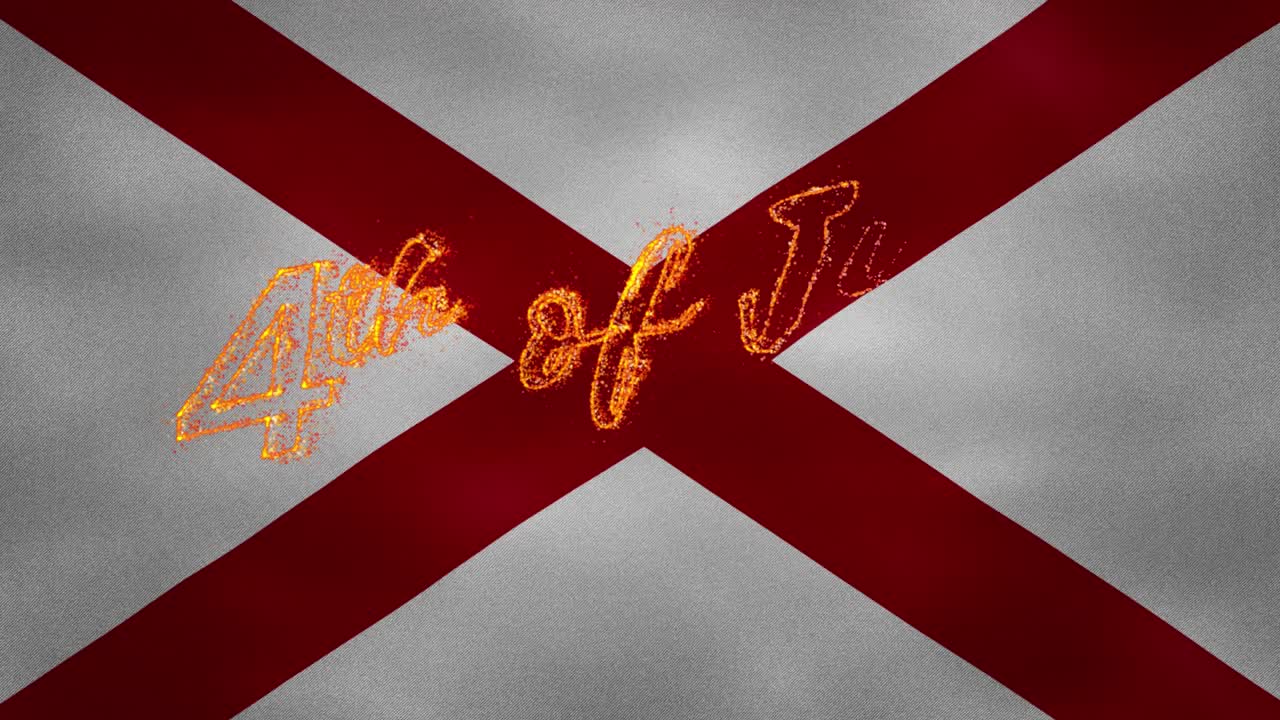 7월 4일 앨라배마 발 배경: 불꽃 글자, 루프