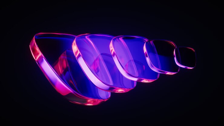 Abstract gradient glass geometry background, 3d rendering.