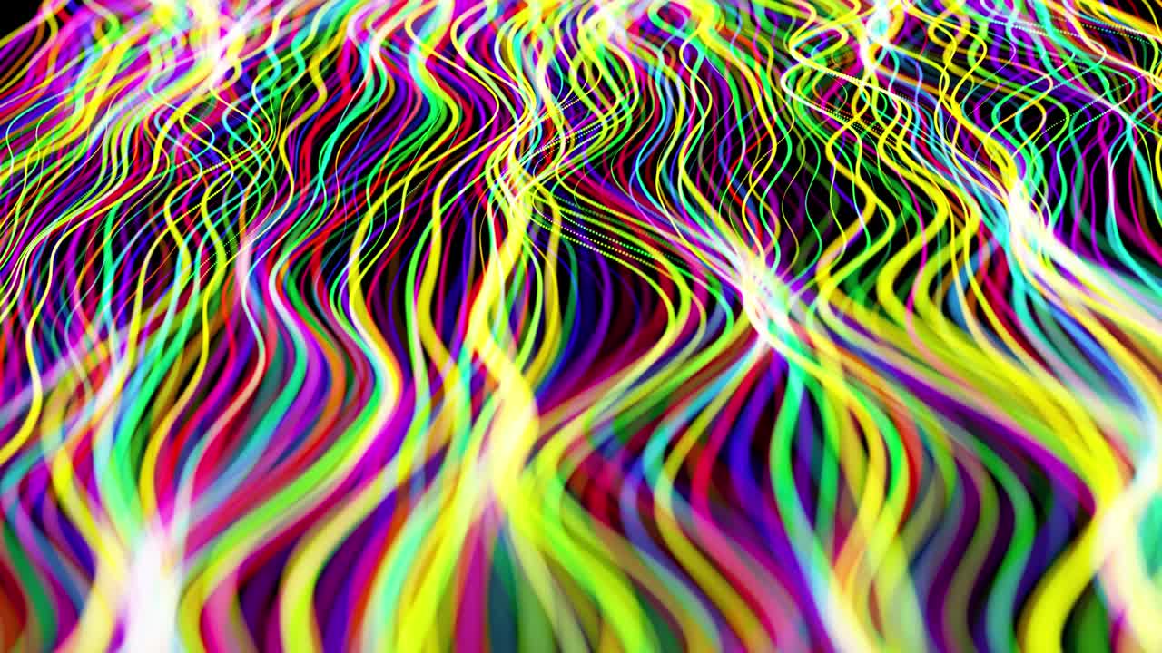 fondo abstracto brillo líneas multicolores forman superficie. hermosas líneas curvas como hermoso fondo creativo en bucle en 4k