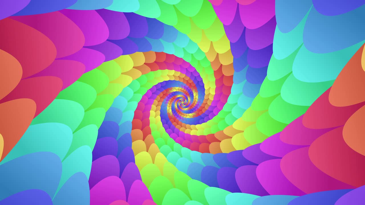 Abstract Colorful Rainbow Spiral Tunnel Hypnotic Psychedelic Background Animation.