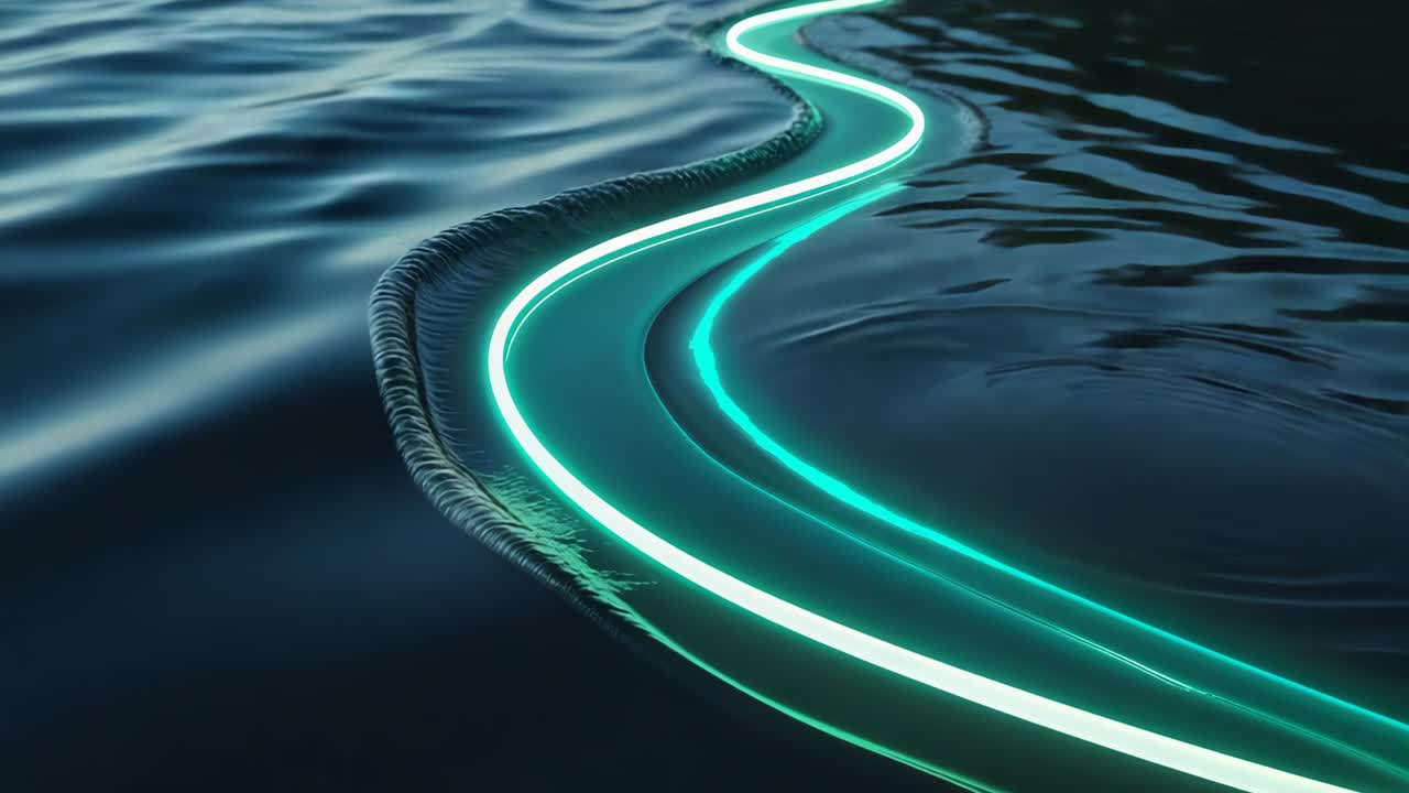 Abstract Glowing Path on Water