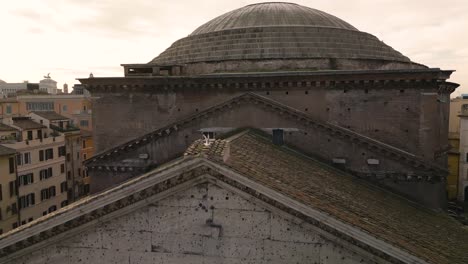 pantheon - forward drone shot towards famous dome of oldest building in the world still in use today