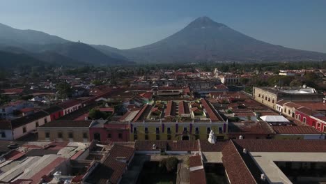 beautiful aerial shot over the colonial central american city of antigua guatemala