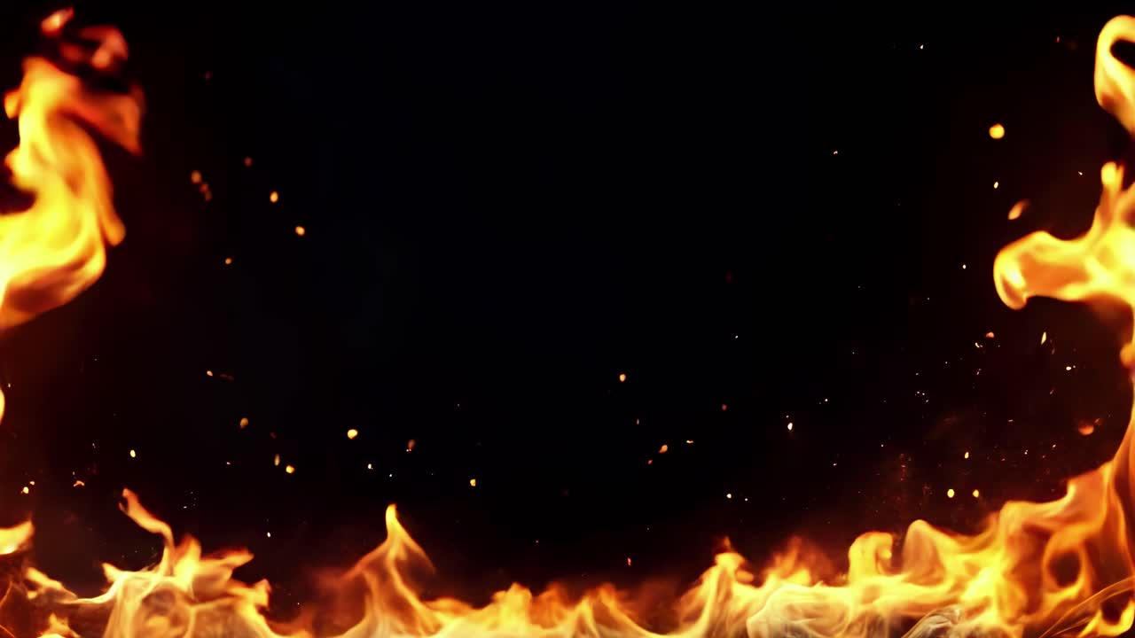 Dynamic video background of fiery flames rising from the bottom
