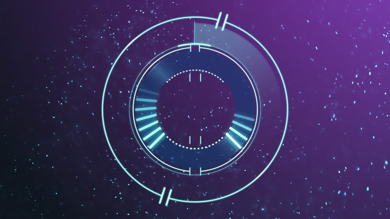 Animation of scope scanning and data processing over glowing blue particles