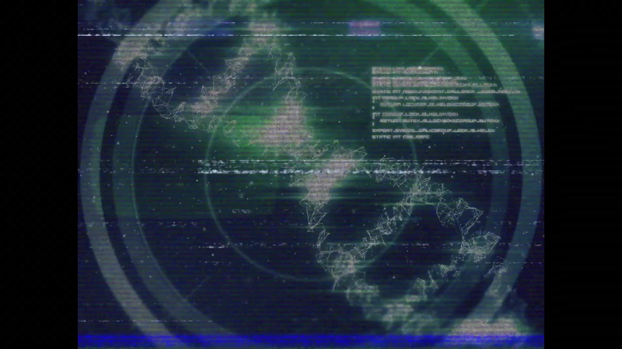 Animation av glitch, diversifierad data och DNA-kedja på marinblå bakgrund.