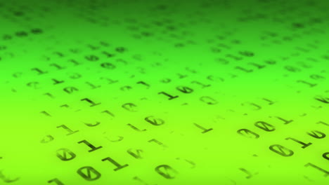 digital animation of binary coding data processing against neon green background