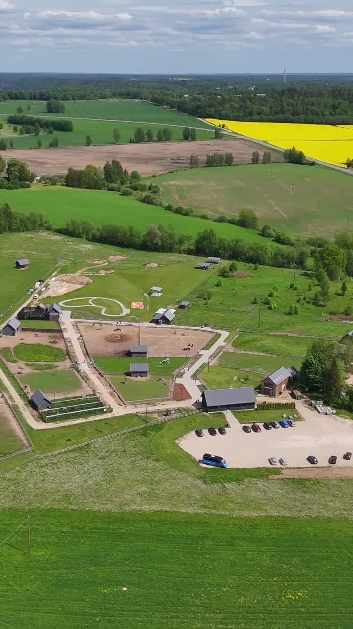 Green Horse Pastures and Stables - Drone View of Ranch Life