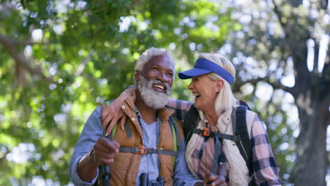 senior couple hiking in nature