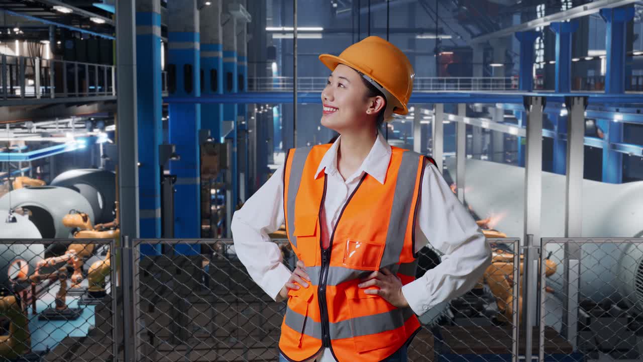 공장에서 여성 엔지니어