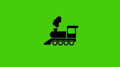 black locomotive icon animation on green background