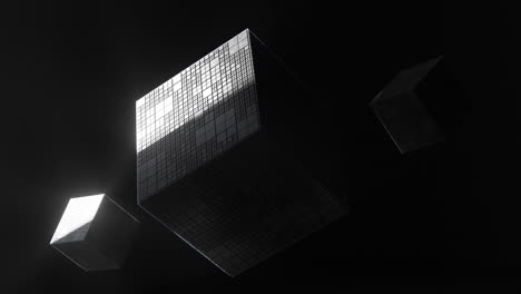 cube with black background, industrial concept, 3d rendering.