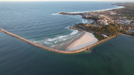 turners beach, yamba beach and town from clarence river in nsw, australia