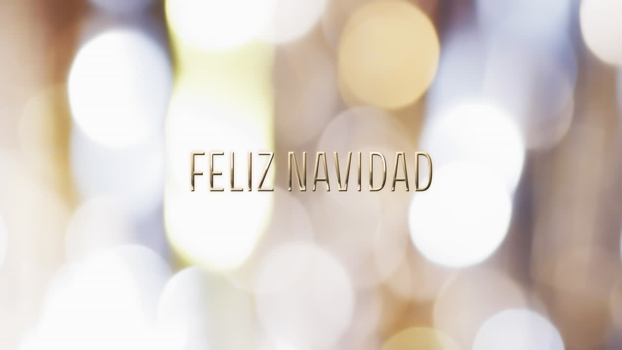 animación del texto de feliz navidad sobre manchas amarillas de fondo claro