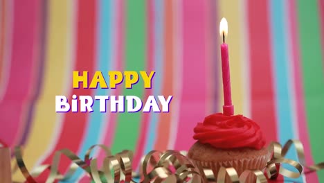feliz cumpleaños escrito sobre cupcake y vela