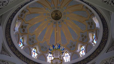 vaulted church ceilings in mosque of qol sarif, kazan, russia. camera motion shot.