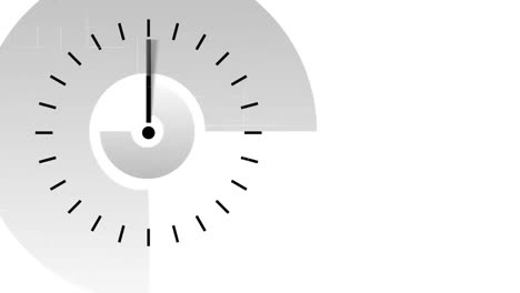 Animation-Einer-Uhr-Mit-Drehenden-Zeigern-Und-Vorbeiziehenden-Blauen-Und-Weißen-Linien-Auf-Weißem-Hintergrund